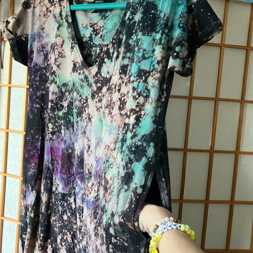 OOAK Handmade Tie Dye! Small 100% Cotton T-Shirt Maxi Dress With Pockets - Picture 4 of 8